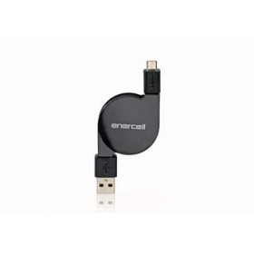 Enercell® Retractable, Micro USB to USB Black Cable
