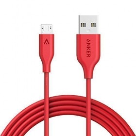 ANKER A8133H91 POWER LINE USB TO MICRO CABLE 6FT, RED