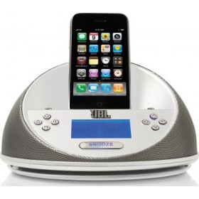 JBL OT-MICROWHT1T On Time Micro Loudspeaker dock and clock radio for iPod and iPhone, White, 18005007