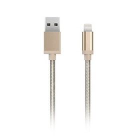 Iconz IMN-LC02G Special Mfi Lightning Braided Cable with Aluminum Compact Plug 1.2m, Gold