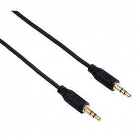 Hama 00135780 Flexi-Slim 3.5 mm Audio Jack Cable, gold-plated, black, 0.75 m
