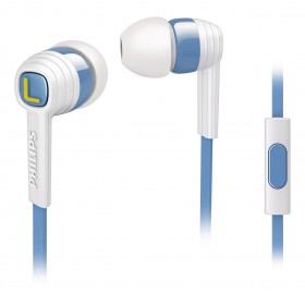 PHILIPS SHE7055AR/00 CITISCAPE IN EAR HEADPHONES WITH MIC, WHITE / BLUE