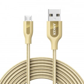 Anker A81440B1 PowerLine+ Micro USB (10ft) The Premium Durable Cable [Double Braided Nylon], Gold