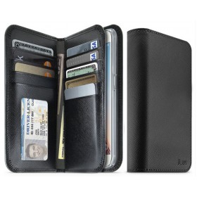 iLuv SS6JSTYBK Jstyle® Leather wallet case with Saffiano finish and pockets to store credit cards, ID and cash for Galaxy S6