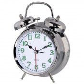 Hama 00123141 Nostalgia Analog Alarm Clock with Fluorescent hour and minute hand, silver