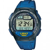 كاسيو (W-734-2A+K) ساعة يد رجالى  رياضية رقمية مقاومة للماء ذو لون أزرق