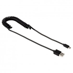 Hama 00115920 Coiled USB Cable, micro USB, black, 0.45 m